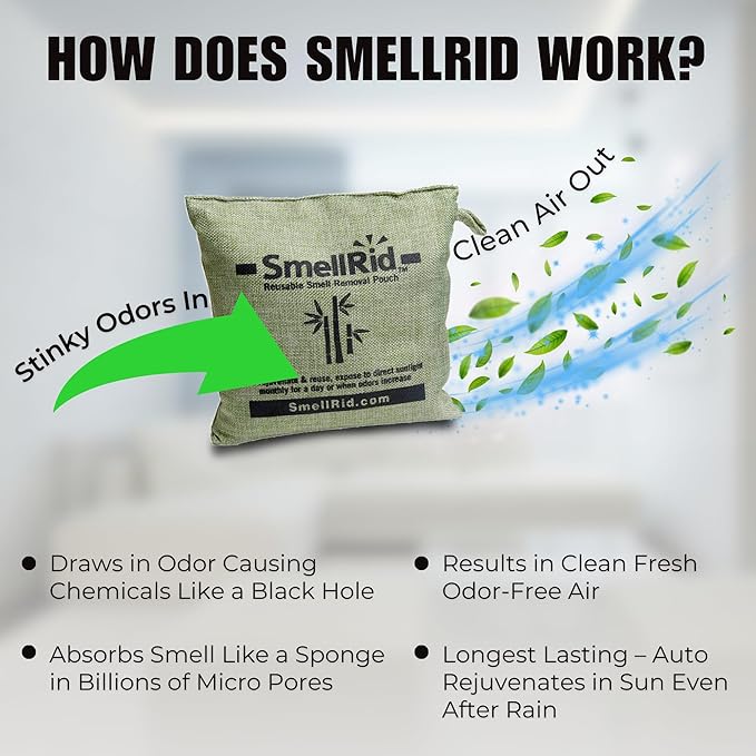 SMELLRID Activated Carbon Odor Eliminator Pouch – Neutralizes Odors in Closets