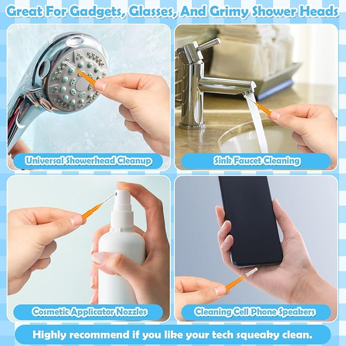 80 Pcs Multisize Shower Head Cleaner Tool, 70 Pcs Shower Head Cleaning Brush Picks for Unclogging Small Hole,10 Pcs Showerhead Clogger Removal with Storage Box for Household Bathroom(Colorful)