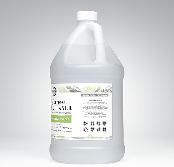 Rustic Strength Lots of Purpose Spray Cleaner, Bergamot & Cypress, Multi-Surface, pH Balanced, Non-Toxic, Biodegradable, 1 Gallon, Plastic