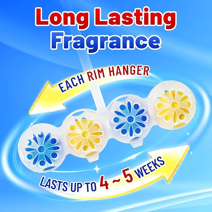 STRN Toilet Bowl Cleaners Rim Hanger, Toilet Bowl Cleaning Balls, Lemon & Magnolia Scents, Toilet Bowl Freshener, 8 Packs(32 balls)