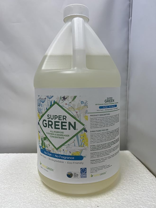 SuperGreen Powerful All-Purpose Cleaner and Degreaser Concentrate | USDA Certified Bio-Based, Non-toxic, NO Ammonia or Phosphates, 128 fl oz