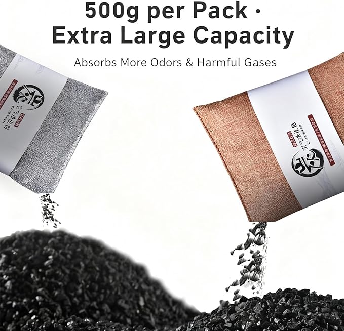 500g Activated Charcoal Air Purifying Bag, Natural Odor Absorber,Natural Smell Deodorizer, Car Air Freshener Bag, Car Air Odor Remover Absorbers for Car, Home, Bedroom, Closet (Blue,2 Pcs)