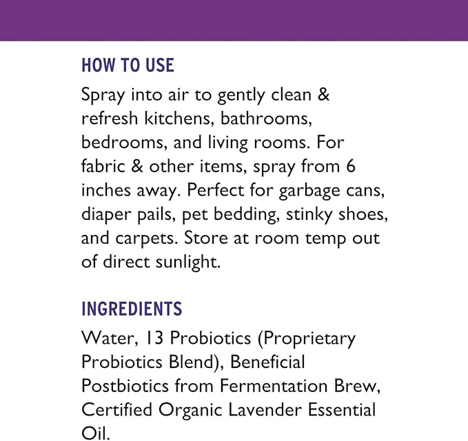 SCD Probiotics – Air Refresh Odor Eliminator Spray – Powerful Non-Aerosol Natural Odor Neutralizer – Home & Car Smell Deodorizer With Light Lavender Scent – 6 Oz Fine Mist Spray – Made In USA