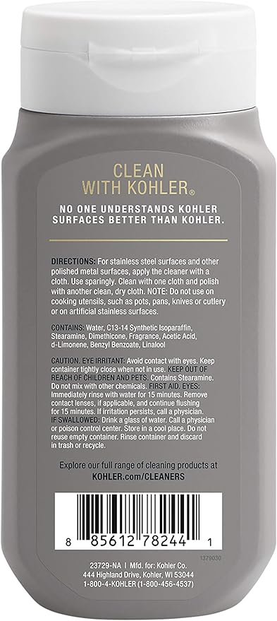 KOHLER K-23729-NA Stainless Steel Cleaner, 8 FL Oz (Pack of 2)
