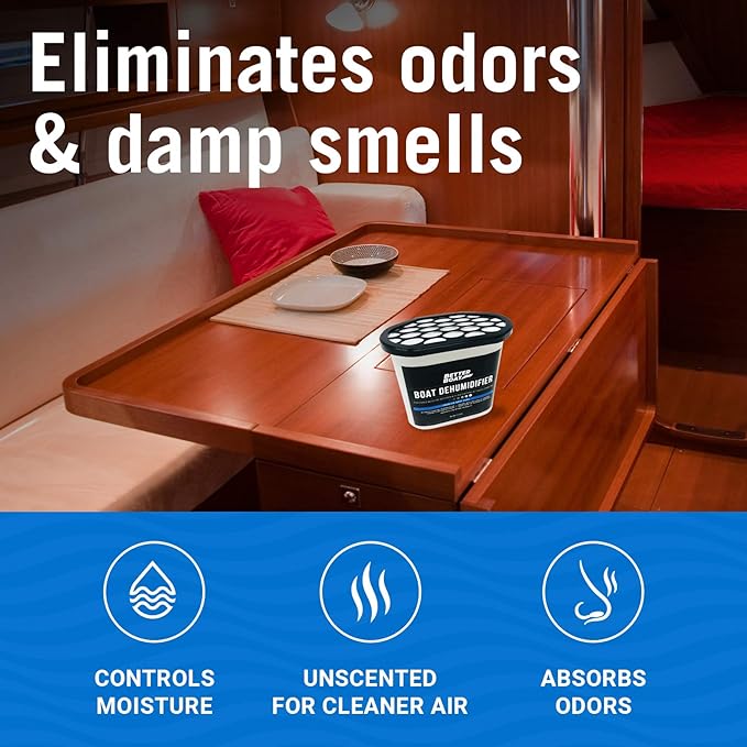 Moisture Absorber 6 Pack with Activated Charcoal Dehumidifier Bucket, Unscented Odor Absorber for Closet Basement Bathroom Boat RV, Disposable - Better Boat