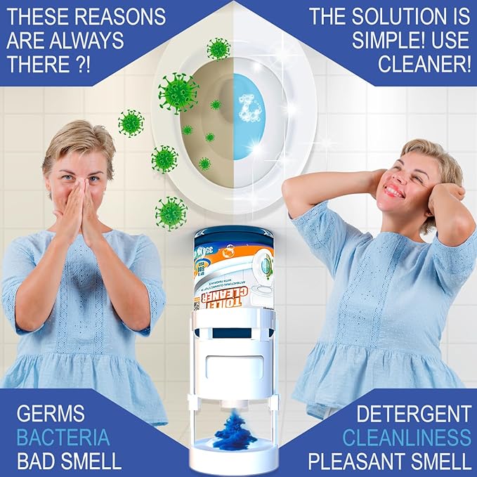 Automatic Toilet Bowl Cleaner with Refill — Antibacterial Flush-Activated Cleaning System, Toilet Cleaners for Hard Water, Helps Remove Rust & Limescale, Long-Lasting Performance & Unscented Formula