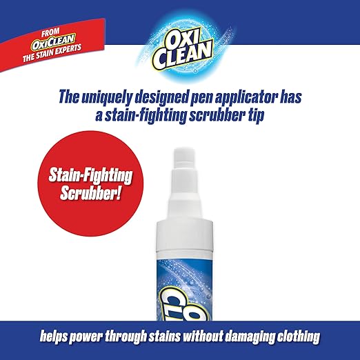 OxiClean On The Go Stain Remover Pen for Clothes, Portable Instant Stain Remover Stick with Scrubber Tip, Travel-Friendly Pen for Clothes Laundry, for Food Drink Cosmetics, 6 Count