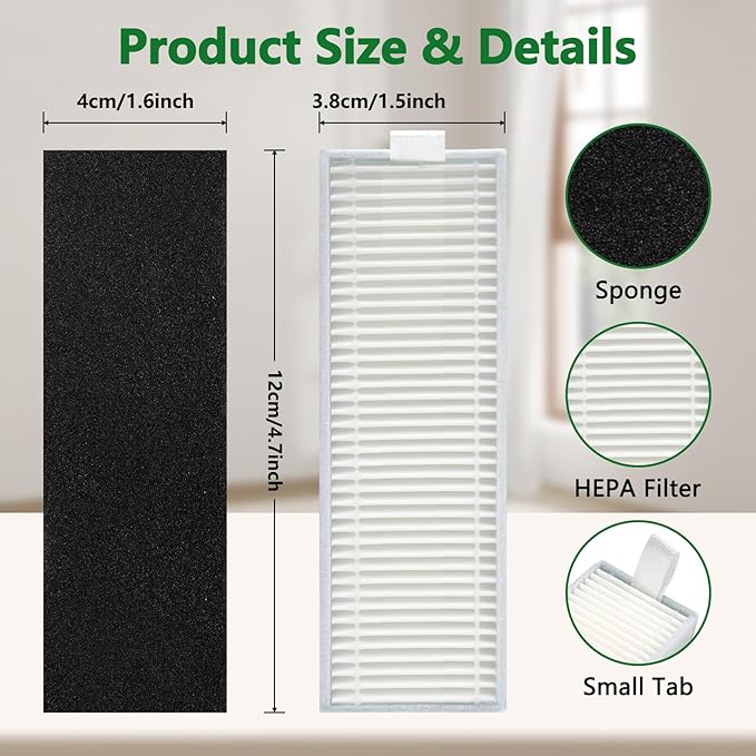 10PCS Hepa Filter for Tikom G8000/ G8000 Pro, for Honiture G20/ G20 Pro, for Laresar Evol 3/ Evol 3s, for Airzeen G20 Pro Vacuum Cleaner Replacement, 1 Cleaning Brush (Not for G8000 MAX)