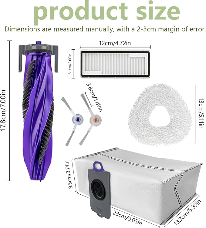 Accessories for Narwal Freo Z10, Freo Z10 Ultra Robot Vacuum, 1 Main Brush, 4 Filters, 4 Mop Pads, 6 Side Brushes, 6 Dust Bag, Freo Z10 Replacement 22 Pcs