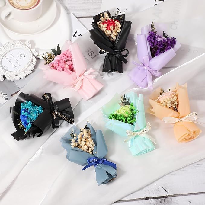 uxcell Sky Blue Small Bouquet Car Air Freshener Vent Clips, Mini Decorative Rose Bouquet with Fragrance Diffuser for Women, Automotive Air Freshener Decoration, Style 4
