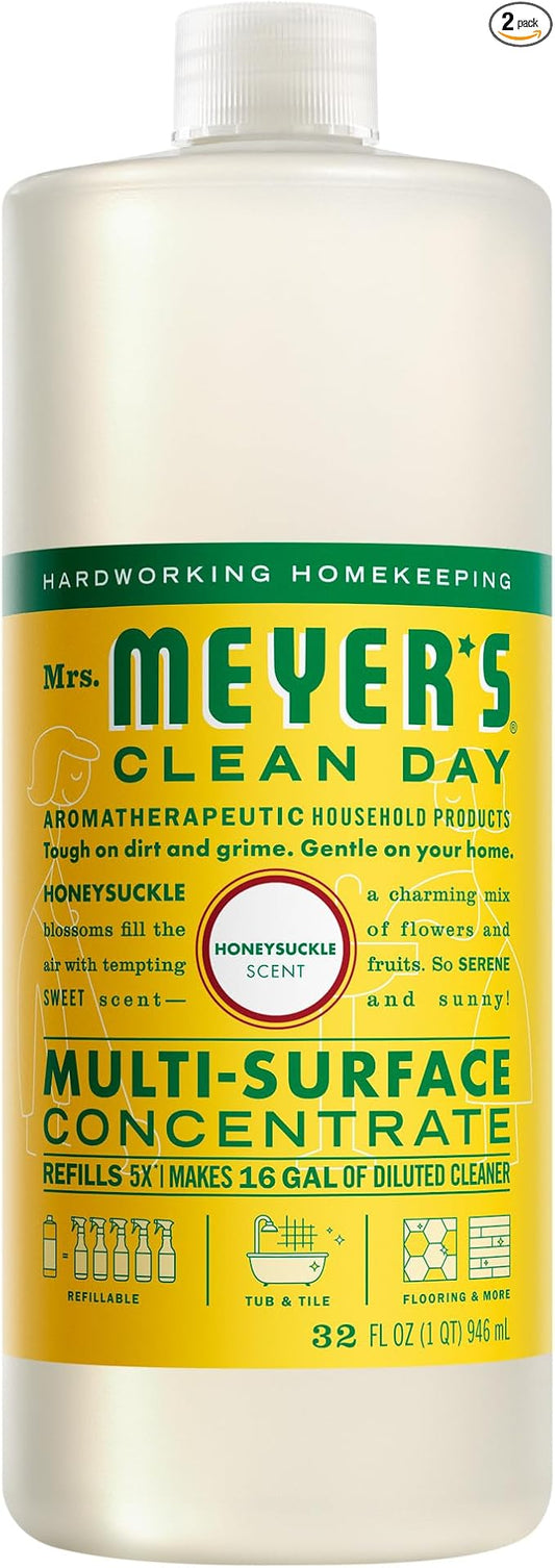 MRS. MEYER'S CLEAN DAY Multi-Surface Everyday Concentrate, Honeysuckle Scent, 32 Fl Oz Bottle