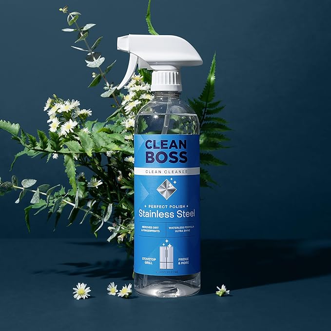 CleanBoss Perfect Polish Stainless Steel Cleaner 2 Pack, Waterless Formula, Ultra Shine Spray for Appliances