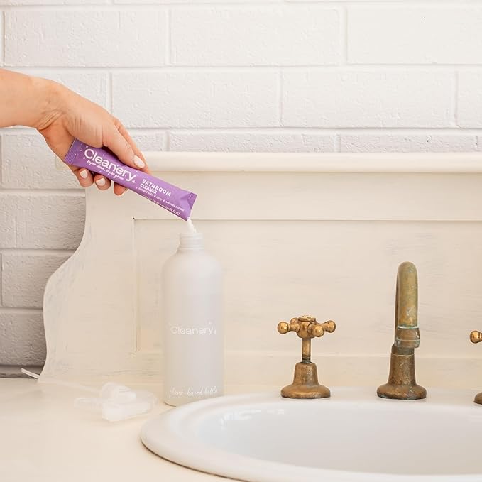 Bathroom Cleaner Starter Kit with Reusable Spray Bottle + 2 Tea Tree & Mint + 2 Lavender, Makes 24 fl oz each