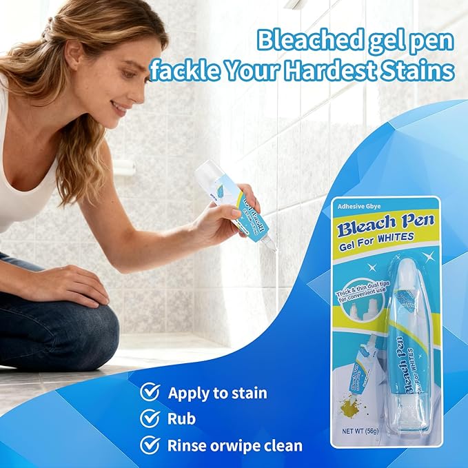 Bleach Pen, Bleach Pen For Clothing, Stain Remover Pen, Instant Travel Stain Cleaner for Clothes, Food, Wine, Coffee, Makeup, Clothing Bleached DIY Design, Portable & Easy Use (1 pack)