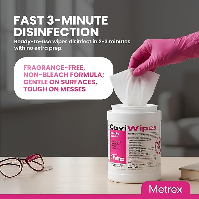 Metrex CaviWipes Disinfecting Towelettes – Durable Non-Woven Disinfecting Wipes for Hard, Non-Porous Surfaces in Healthcare & Laboratory Settings, Pre-Saturated with CaviCide – 160 Wipes (Pack of 12)