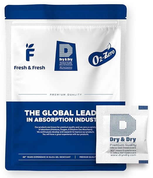Dry & Dry 1 Gram [500 Packets] Silica Gel Packets Desiccants, Silica Packets - Rechargeable Moisture Absorbers for Food Storage, Electronics, 3D Filament & Safes