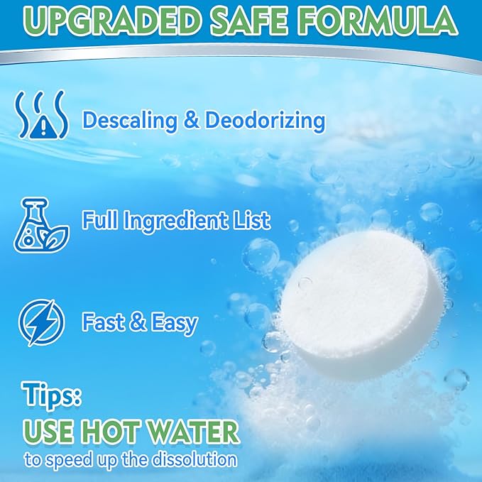 Kettle Descaler Tablets, 36 Pack Limescale Remover, Kettle Cleaner Remove Limescale and Hardwater Stains, Citric Acid for Cleaning, Descaling Tablets for Kettles, Coffee Machines, Water Bottle