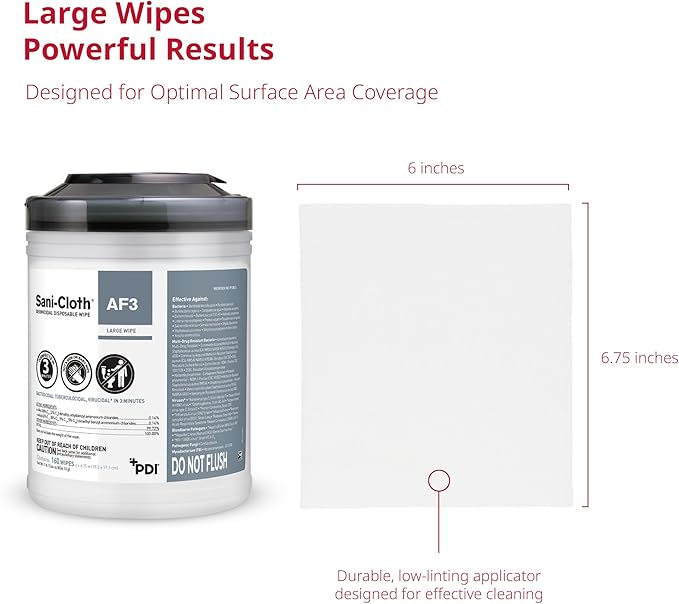 Sani-Cloth AF3, Surface Disinfecting Wipes, Fragrance Free, Alcohol-Free, Large Canister, 160 Wipes