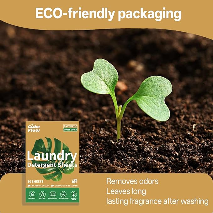 Linen Scented Laundry Detergent Sheets | 60 Loads | Natural Freshness & Deep Cleaning | Liquidless, Pre-Measured Eco Sheets | Hypoallergenic & Travel Friendly