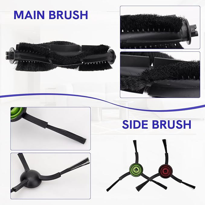 Replacement Parts for Tikom G8000 Max Vacuum: Only for G8000 Max and 2025 Year L8000 Pro Robot Vacuum Accessories Kit，1 Main Brush,4 Side Brushes, 4 Fliter, 4 Mopping Cloth, 1 Small brush（16 Pack）