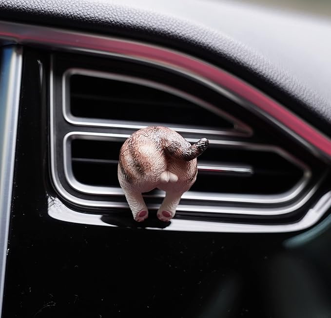 Funny Cat Butt Car Air Vent Decoration and Clip with Air Freshener Natural Scent Tablet and Refill, Car Aromatherapy Accessories and Interior Decoration