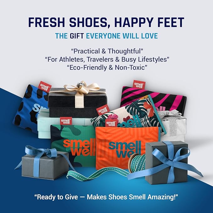 SmellWell - 24 Pack Scented Shoe Deodorizer Inserts - Odor Eliminators - Activated Bamboo Charcoal + Minerals - Natural Fresheners for shoes, bags, gloves - 48 x 1.8oz Team Pack
