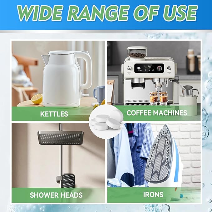 Kettle Descaler Tablet, 20 Pack Kettle Cleaner Removes Hard Water Buildup, Efficient Citric Acid for Cleaning, Limescale Remover Tablet For Kettles, Coffee Machines, Shower Heads (20)