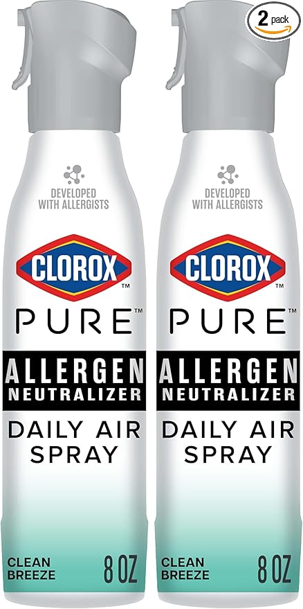 Clorox PURE Allergen Neutralizer Daily Air Spray, Clean Breeze, 8 Ounces (Pack of 2)