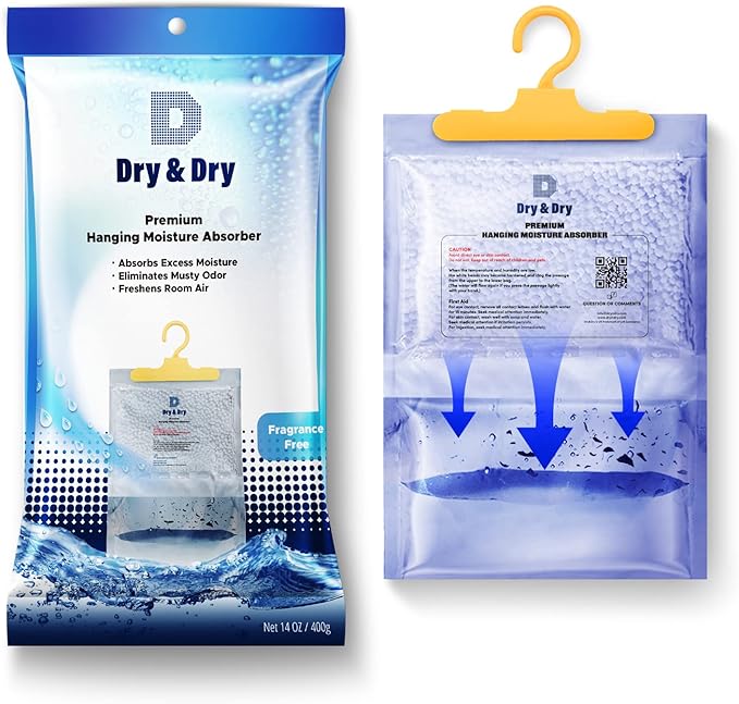 Dry & Dry 90 Packs [Net 7 Oz/Pack] Moisture Absorbers Dehumidifiers for Home Dehumidifier for Basement Dehumidifiers for Bedroom Small Dehumidifiers - Dehumidifiers Moisture Absorbers