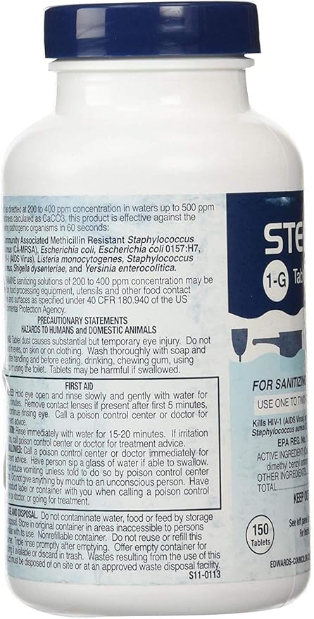 Edwards-Councilor S150E48 Steramine Sanitizer Tablets (Sanitabs) 150 Count Bottle - Pack of 6