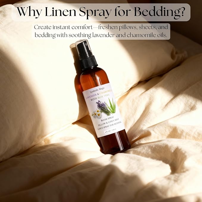 Symbolic Magic Lavender Essential Oil Room Spray - Linen Spray for Bedding, Sleep, Pillow, Bed, Aromatherapy Oils for Sleep and Pillows, Calming Mist with Chamomile and Aloe Vera