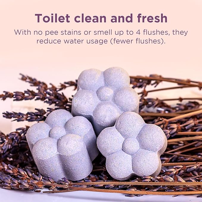 Essential Oil Toilet Bowl Bombs, Long-Lasting Freshness, Clean Toilet Freshener, Deodorizer (5 Tablets) (5 Count (Pack of 1), Lavender) ALL NATURAL NON-TOXIC