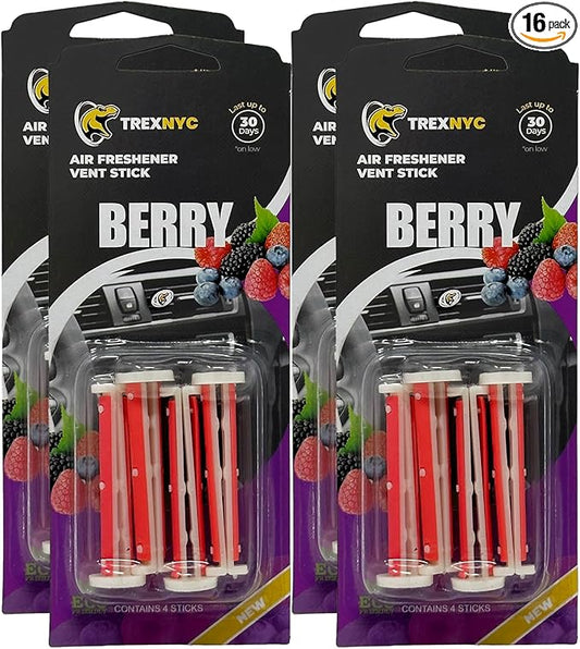 Car Air Fresheners Vent Sticks, Essential Car Odor Eliminator, For Long Lasting Fragrance up to 30 days (Berry, 4 Packs)