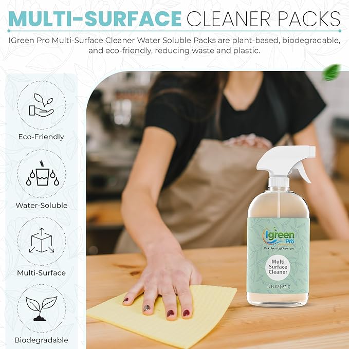 Multi-surface All Purpose Cleaner Tablets, Water Soluble,12 Pack Water Soluble Pods for Kitchen, Bathroom, Home Surfaces (12 Water Soluble Pack, Lemongrass)