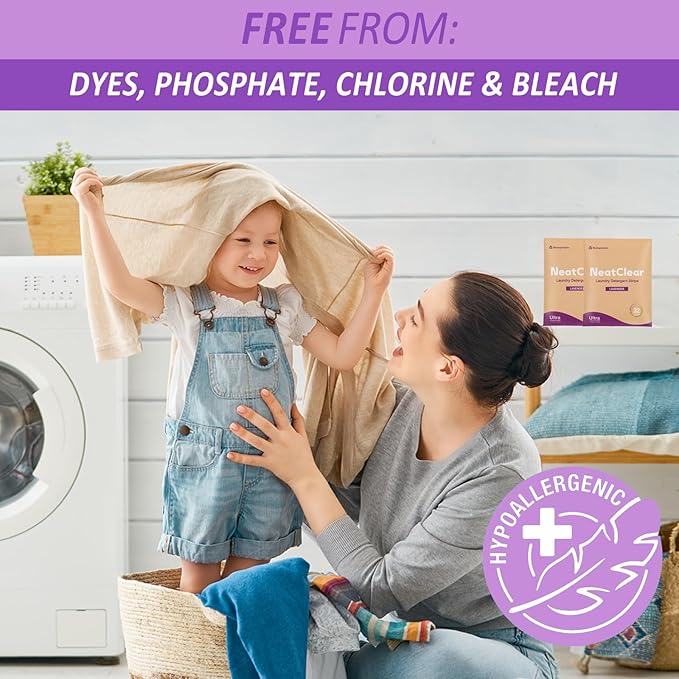 Laundry Detergent Sheets - Travel Size - Lavender Scent 32 Strips (32 Loads) - Concentrated Liquidless Laundry Soap - No Mess - Space-Saving - for Travel, Apartments, Dorms, Sink