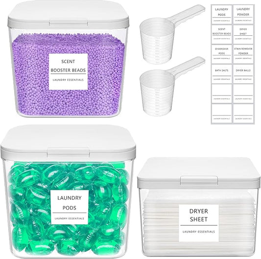 Lifewit Laundry Pods Container with Pop-up Lid, Laundry Room Organization, Dryer Sheet Holder for Washing Powder Scent Booster Beads, 2700 +4500+1800ml/0.5+0.72+1.2gal,3 Pcs