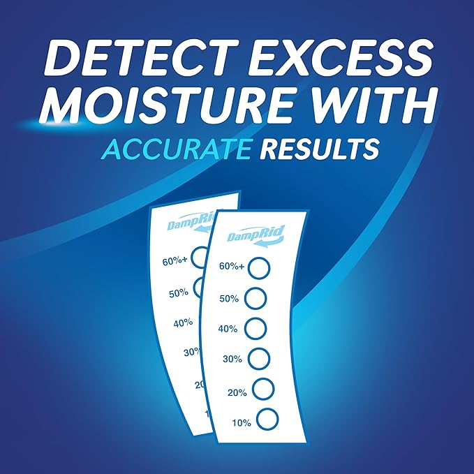 DampRid Hi-Capacity-Moisture Absorber Bucket, Fragrance Free, 2 lb. 15.5 oz. & Moisture-Detection Strip, Attracts & Traps Excess Moisture, 2 Count (Pack of 2)