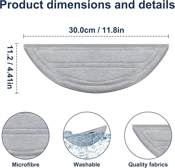 8 Pcs Replacement Mop Pads for Roborock Q10 S5 / Q10 S5+ Robot Vacuum Cleaner, Washable Reusable Mopping Pad Replacement Accessories
