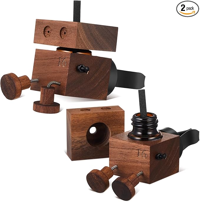 2 Pcs Cute Shaking Wooden Man Car Air Freshener Diffuser, Natural Walnut Wood Car Vent Clip Aromatherapy Diffuser, Funny Dancing Robot Scent for Dashboard Interior Decoration Gift, Not Contain Oils