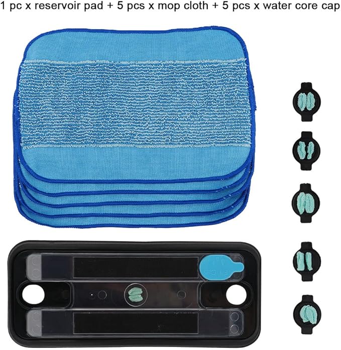 Tookie 11pcs Reservoir Pad Set, Vacuum Cleaner Mop Pad Compatible for Braava 380 380T 380T, Reservoir Pad Wick Cap & Mop, Clean Reservoir Cleaning Pad Replacement