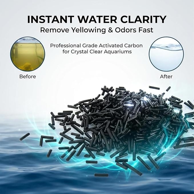 Sukh Activated Carbon Pellets - Activated Charcoal Bulk Carbon for Aquarium Charcoal Pellets for Waterbox Aquariums Pond Fish Tank (2.7, Pounds)