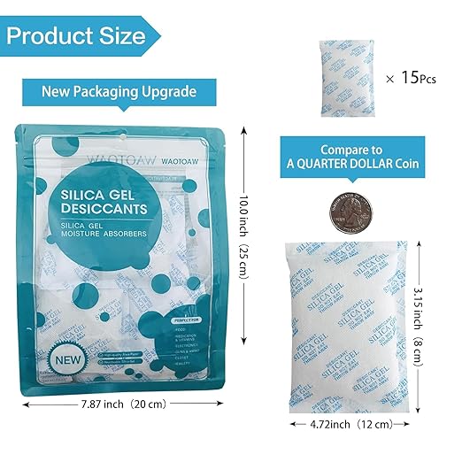 Silica Gel Packets – 50 Gram 25 Packs Desiccant Bags, Moisture Absorbers for Storage, Food Safe Desiccant Dehumidifier Packs for Seeds, 3D Filaments, Electronics, Safes, Clothes, Documents