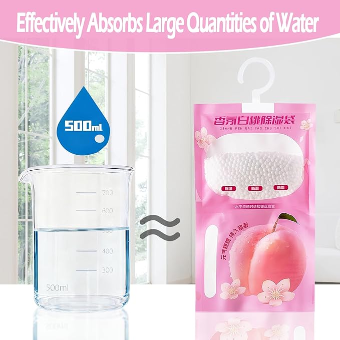12 Pack Humidity Bags for Closet, Moisture Absorbers Bags for Closet,Dehumidifier Bags, Humidity Absorber in Wardrobes, Bedrooms, Bathrooms
