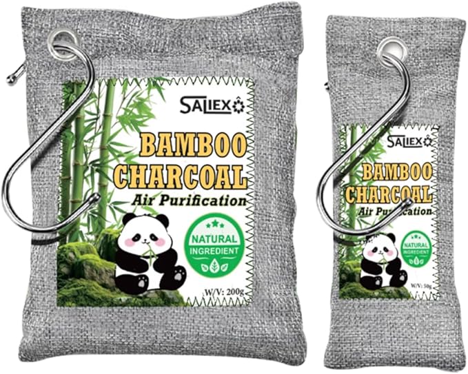 Bamboo Charcoal Air Purifying Bags, Gray, Natural Odor Eliminator, 6 Pack