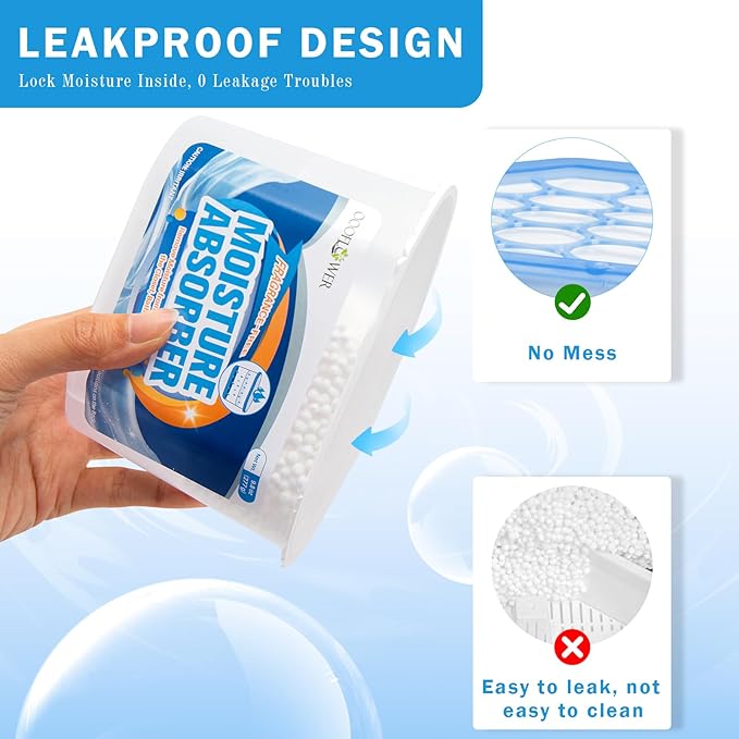 3-Pack Moisture Absorber, 9.8 oz (277g), Traps Moisture & Humidity, Portable Dehumidifier for Closets, Bathrooms, Toilets, Study Rooms, RVs, Basements