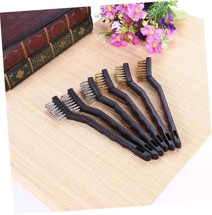 Mobestech 6pcs Mini Industrial Brush Set Drill Scrubber Brush Kit for Brass Cleaner Grout Removal Tool Home Use