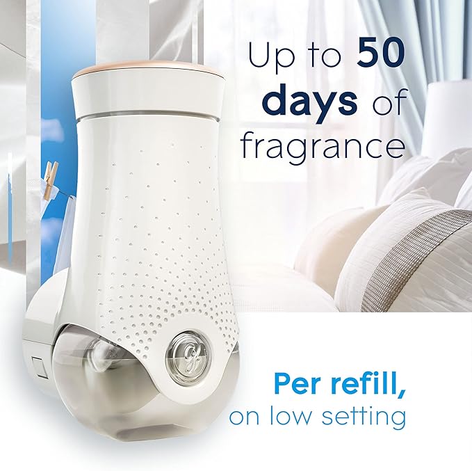 Glade PlugIns Refills Air Freshener Starter Kit, Scented and Essential Oils for Home and Bathroom, Clean Linen, 1.34 Fl Oz, 1 Warmer + 2 Refills