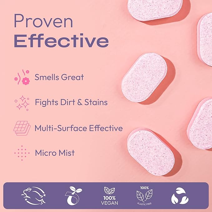 FOMIN Bathroom Cleaner Refill Tablets (6 Pack) - Magnolia Grapefruit - All-In-One Tablet Cleaner For Bathroom Cleaning - Bathroom Cleaner Solution for Spray Bottle - Makes 102 fl oz (6 x 17 Fl oz)