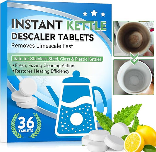 Kettle Descaler Tablet, 36 Pack Kettle Cleaner Removes Hard Water Buildup, Efficient Citric Acid for Cleaning, Limescale Remover Tablet For Kettles, Coffee Machines, Shower Heads (36)