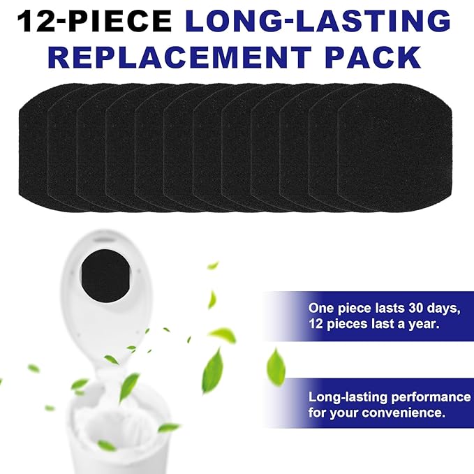 12 Pack Baby Diaper Pail Deodorizer Carbon Filters Refills Compatible with Ubbi, Activated Charcoal Fiber Absorber Eliminator Inserts Replacement Pads for Ubbi Diaper Pail Absorbing Accessories